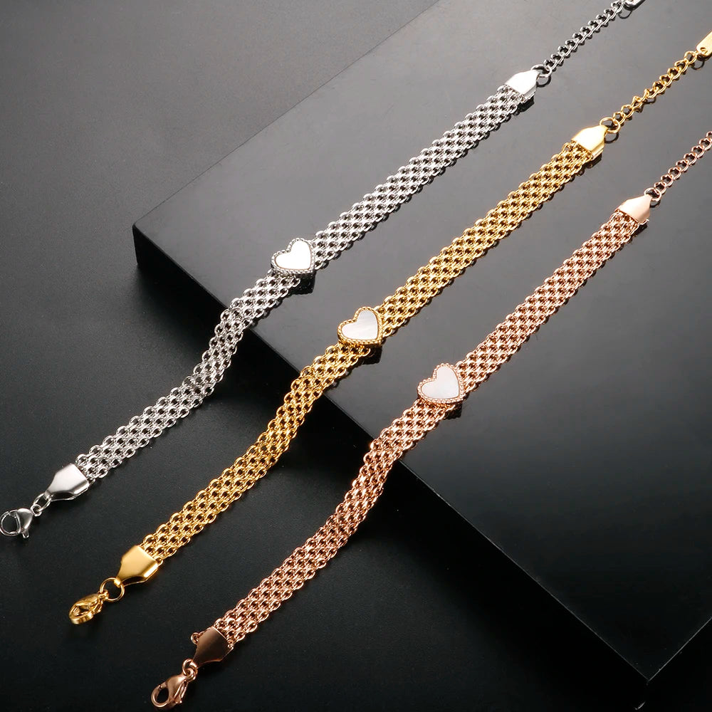 Pulseira Coração Mesh Dourado Milano