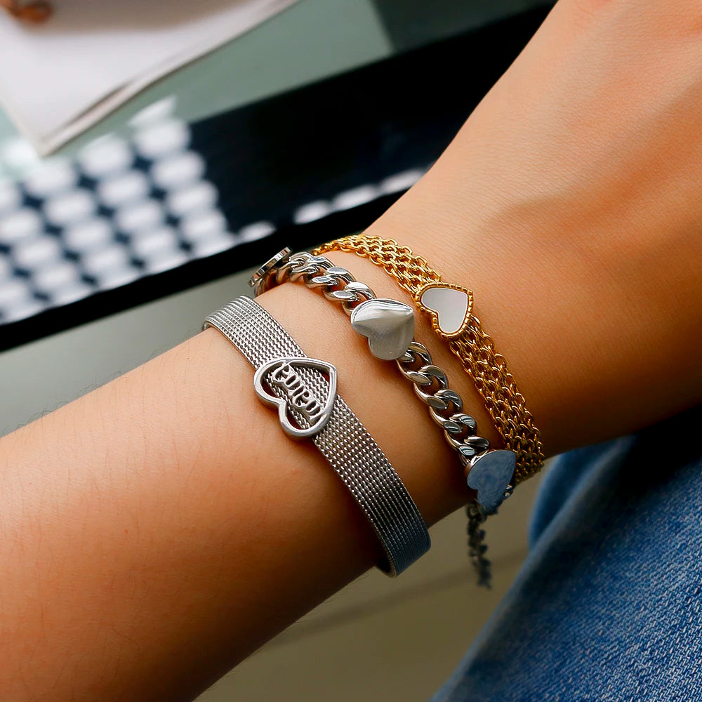 Pulseira Coração Mesh Dourado Milano