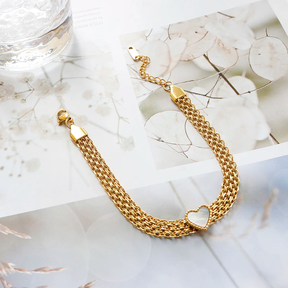 Pulseira Coração Mesh Dourado Milano
