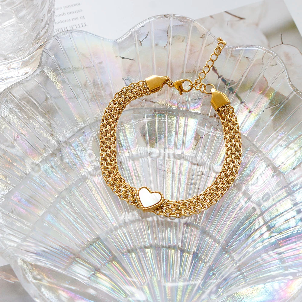 Pulseira Coração Mesh Dourado Milano