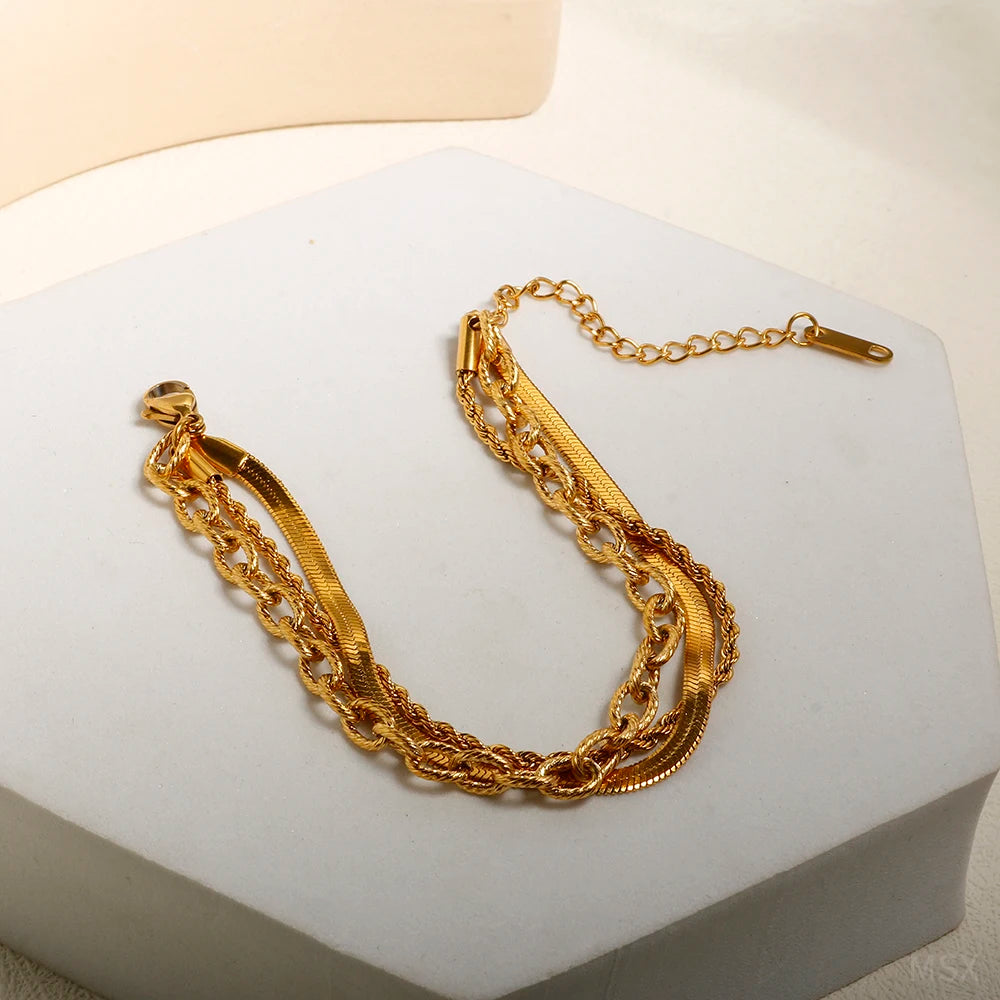 Pulseira Três Elos Armonia Dourada