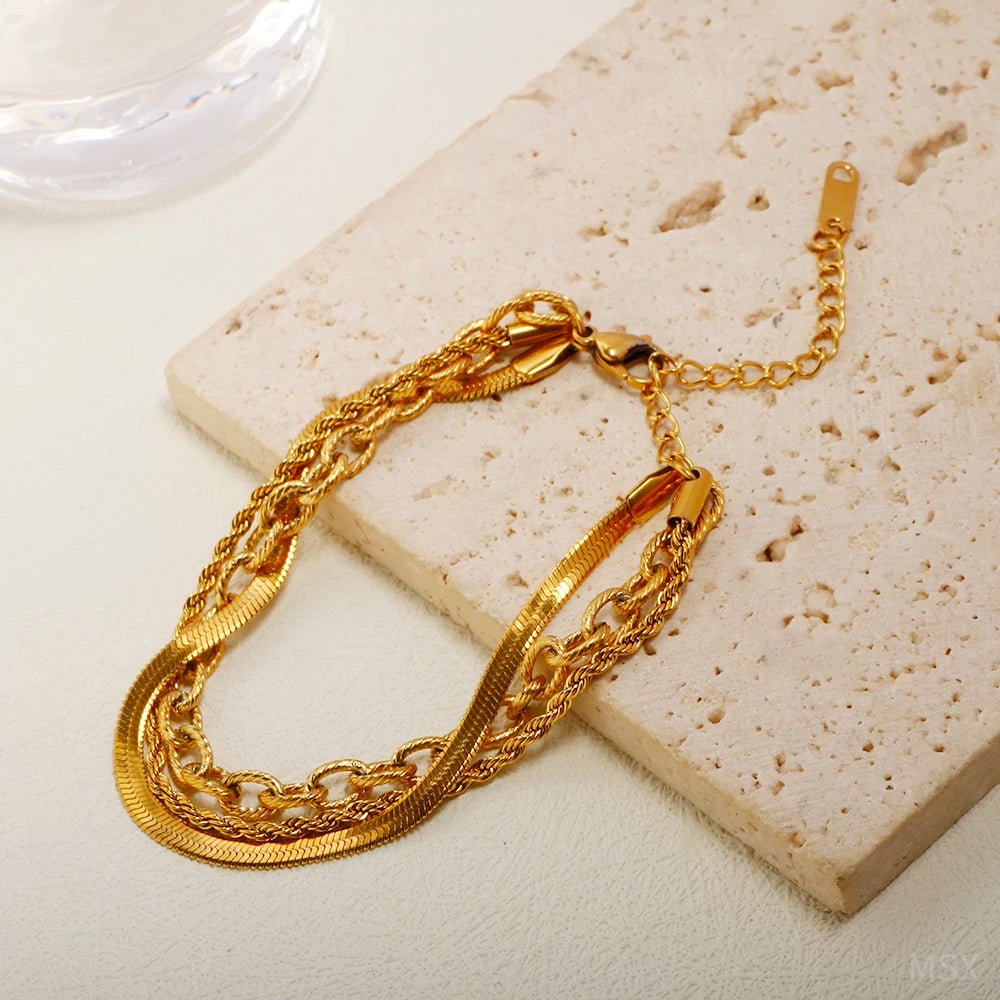 Pulseira Três Elos Armonia Dourada
