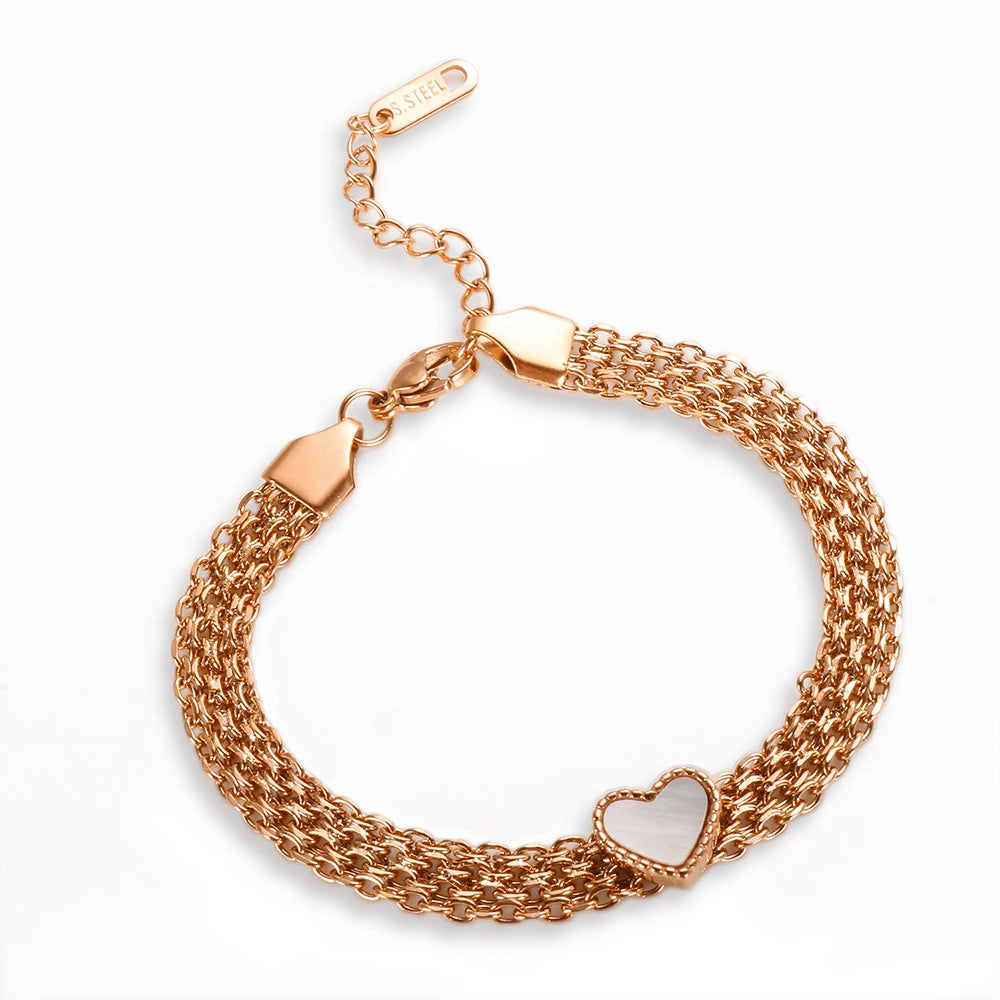 Pulseira Coração Mesh Dourado Milano