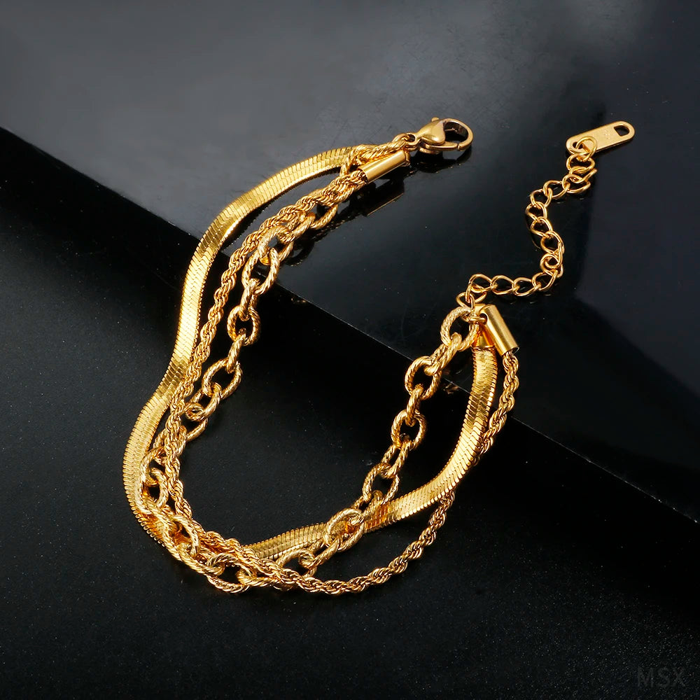 Pulseira Três Elos Armonia Dourada