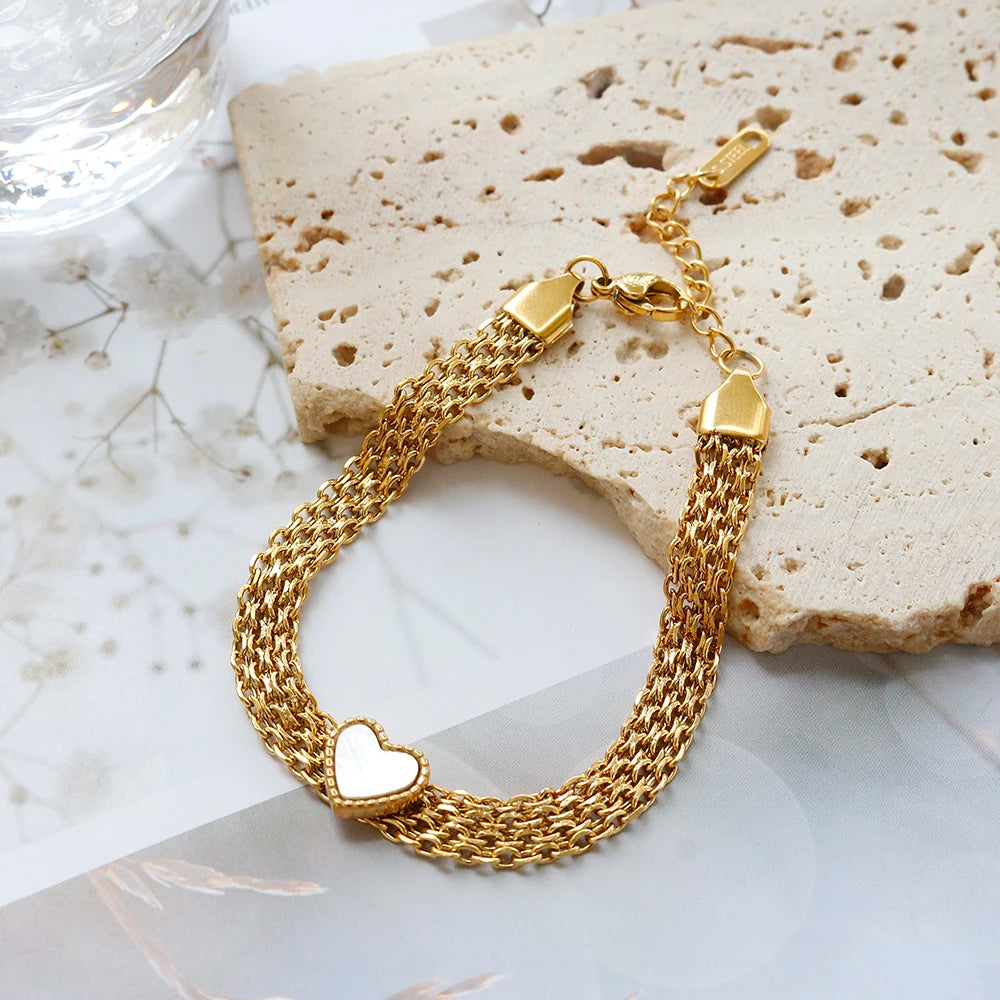 Pulseira Coração Mesh Dourado Milano