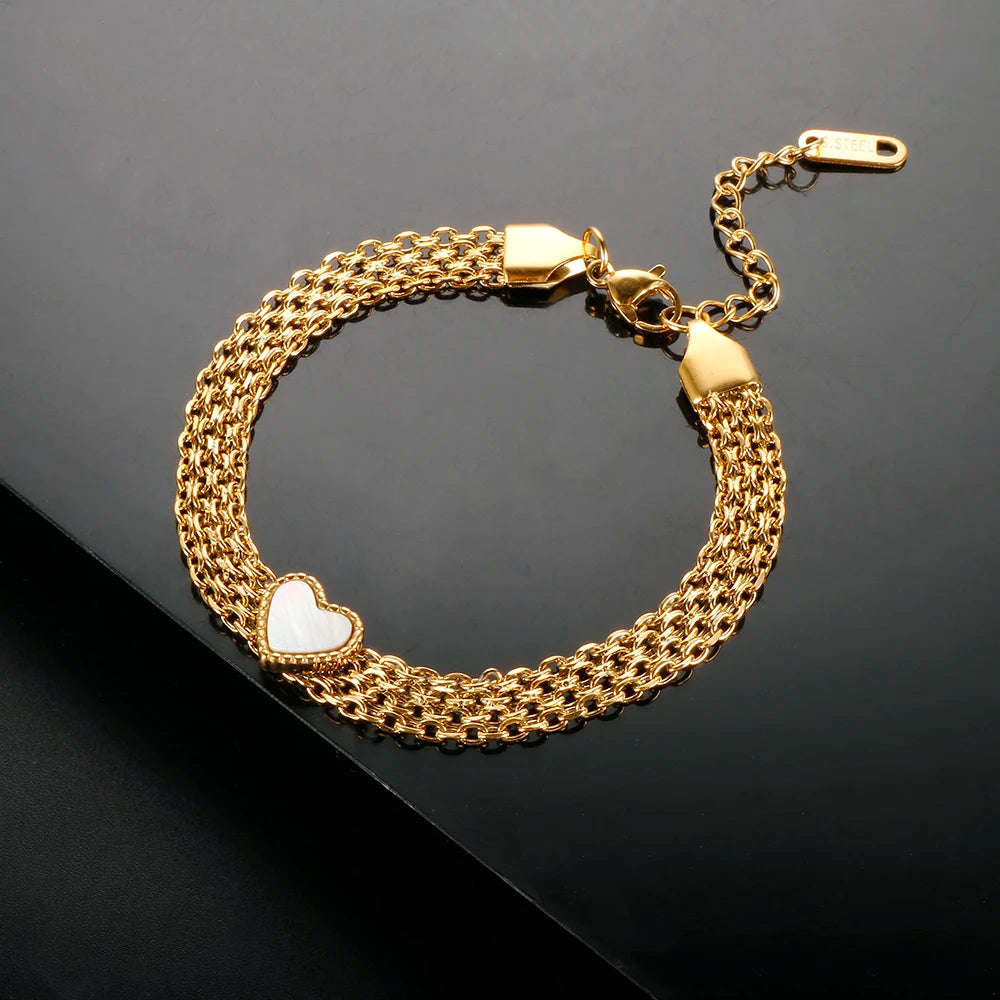 Pulseira Coração Mesh Dourado Milano